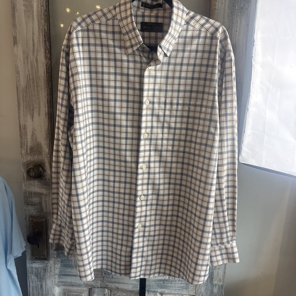 Men’s Long Sleeve Plaid Button Up (Charles F. Orvis) Sig. Collection 100% Cotton